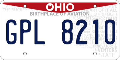 OH license plate GPL8210