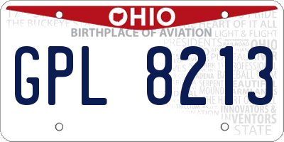 OH license plate GPL8213