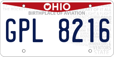 OH license plate GPL8216
