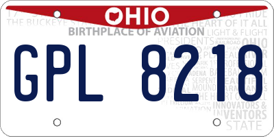 OH license plate GPL8218