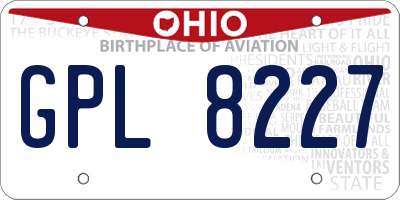 OH license plate GPL8227