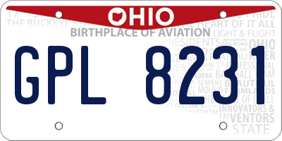 OH license plate GPL8231