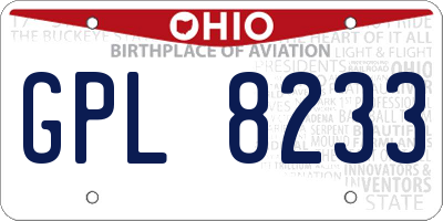 OH license plate GPL8233