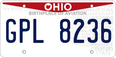 OH license plate GPL8236