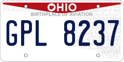 OH license plate GPL8237