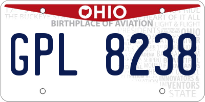 OH license plate GPL8238