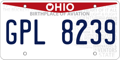 OH license plate GPL8239