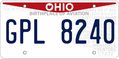 OH license plate GPL8240