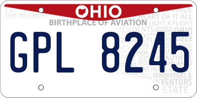OH license plate GPL8245