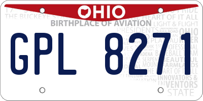 OH license plate GPL8271