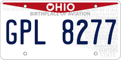 OH license plate GPL8277