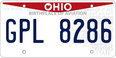 OH license plate GPL8286