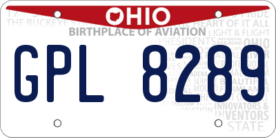 OH license plate GPL8289