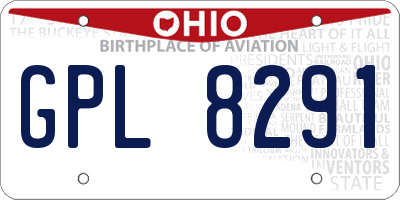 OH license plate GPL8291
