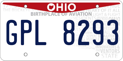 OH license plate GPL8293