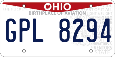 OH license plate GPL8294