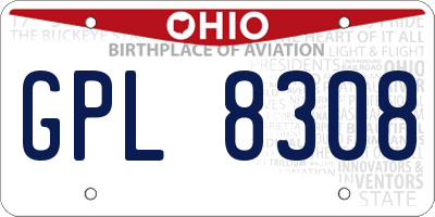 OH license plate GPL8308