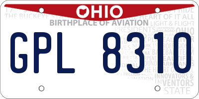 OH license plate GPL8310
