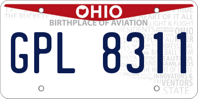 OH license plate GPL8311