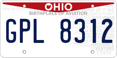 OH license plate GPL8312