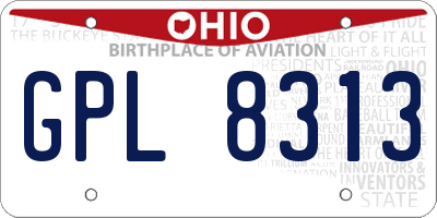 OH license plate GPL8313