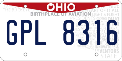 OH license plate GPL8316
