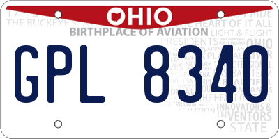 OH license plate GPL8340