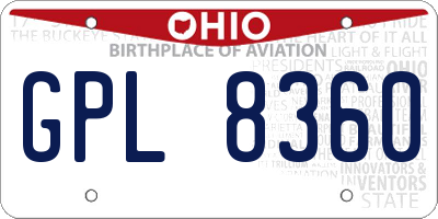 OH license plate GPL8360