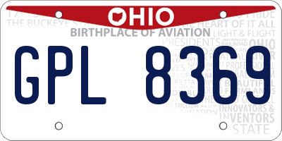 OH license plate GPL8369