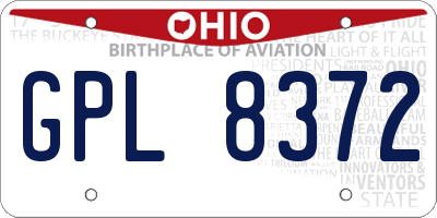 OH license plate GPL8372