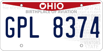 OH license plate GPL8374