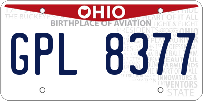 OH license plate GPL8377