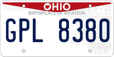 OH license plate GPL8380