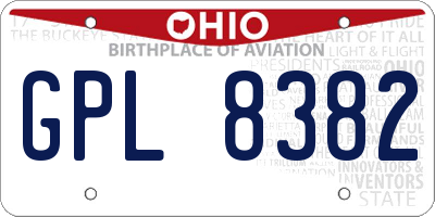 OH license plate GPL8382
