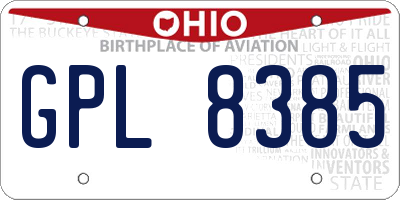 OH license plate GPL8385