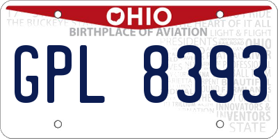 OH license plate GPL8393