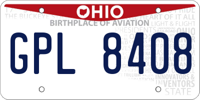 OH license plate GPL8408