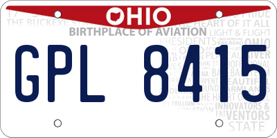 OH license plate GPL8415