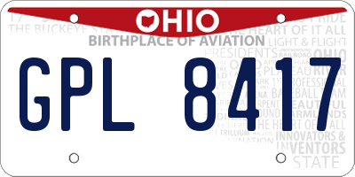OH license plate GPL8417