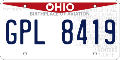 OH license plate GPL8419
