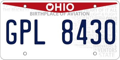 OH license plate GPL8430