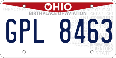 OH license plate GPL8463