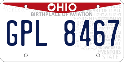 OH license plate GPL8467