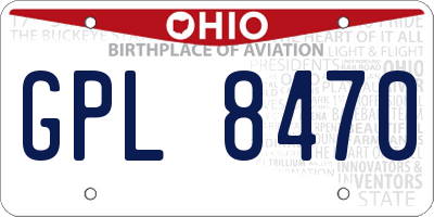 OH license plate GPL8470