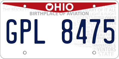 OH license plate GPL8475