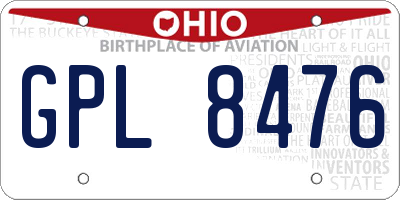OH license plate GPL8476