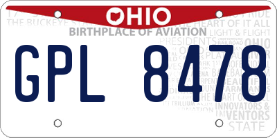 OH license plate GPL8478