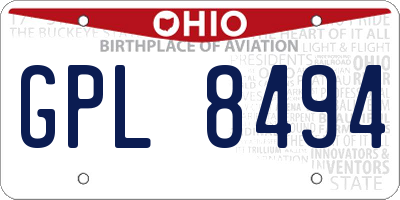 OH license plate GPL8494