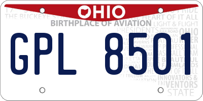 OH license plate GPL8501