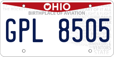 OH license plate GPL8505